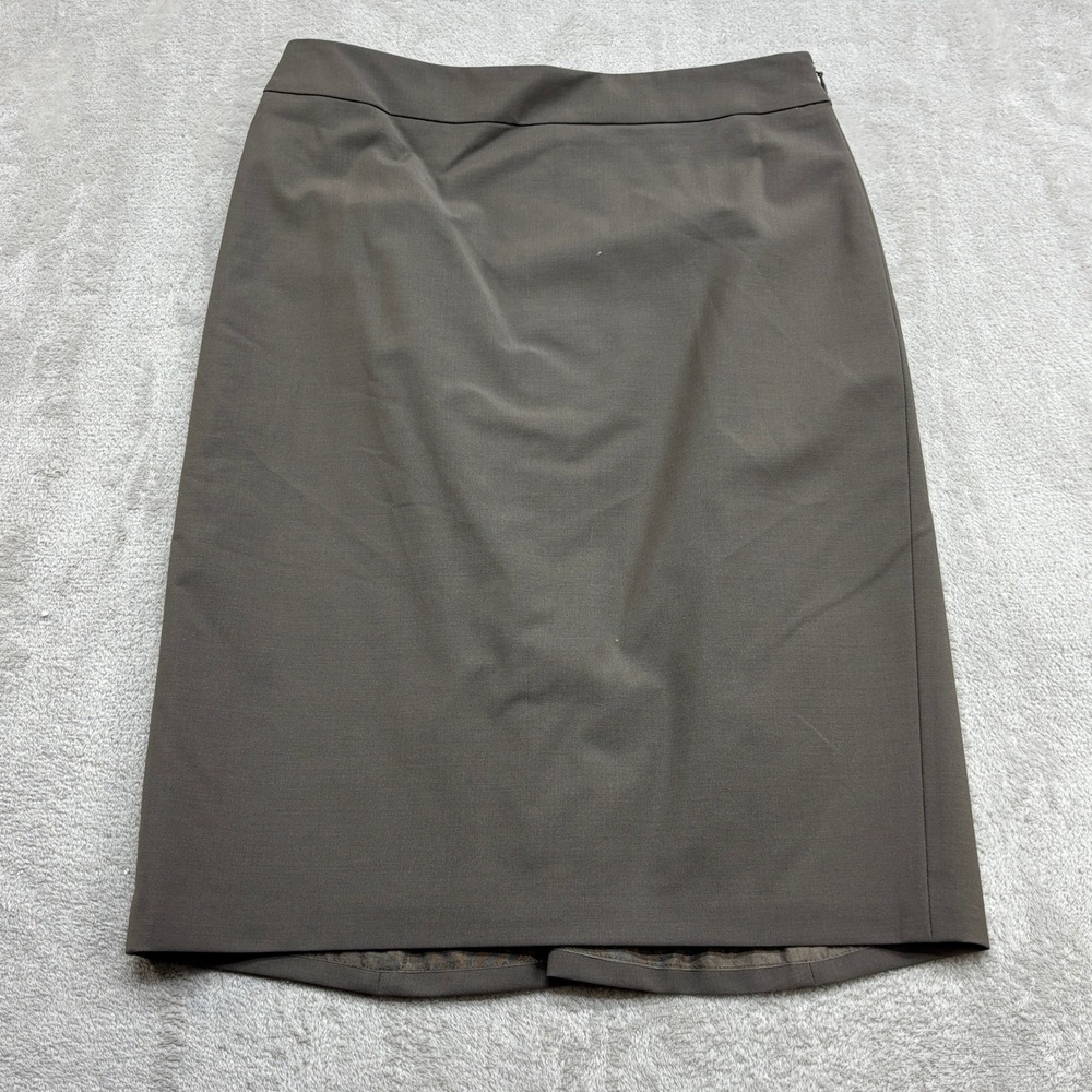 Ann Taylor Pencil Skirt Women 0 Brown Virgin Wool Blend Professional Quiet Luxur